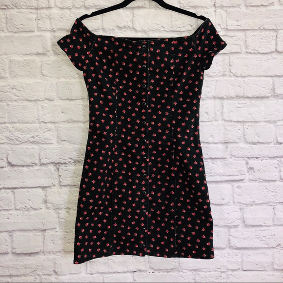 Mini Floral Button Down Mini Denim Dress - Picture 1 of 8